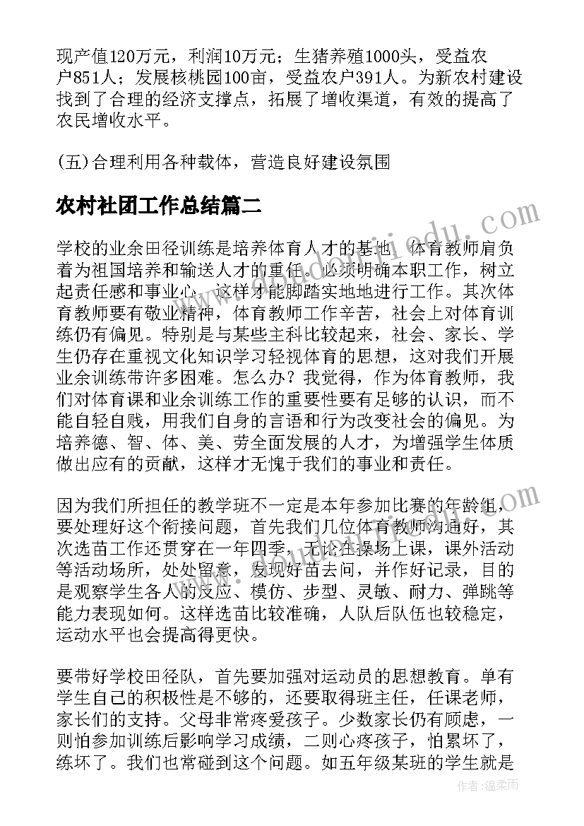 2023年农村社团工作总结(汇总6篇)