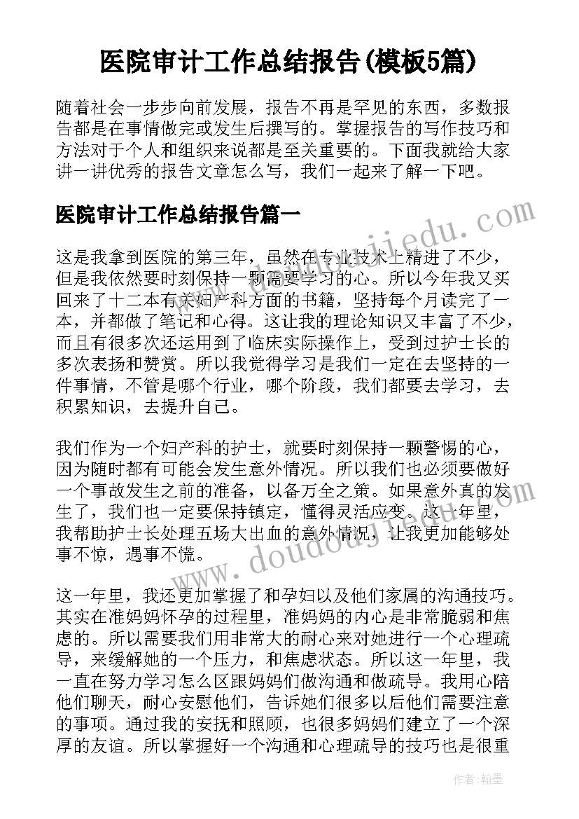 医院审计工作总结报告(模板5篇)