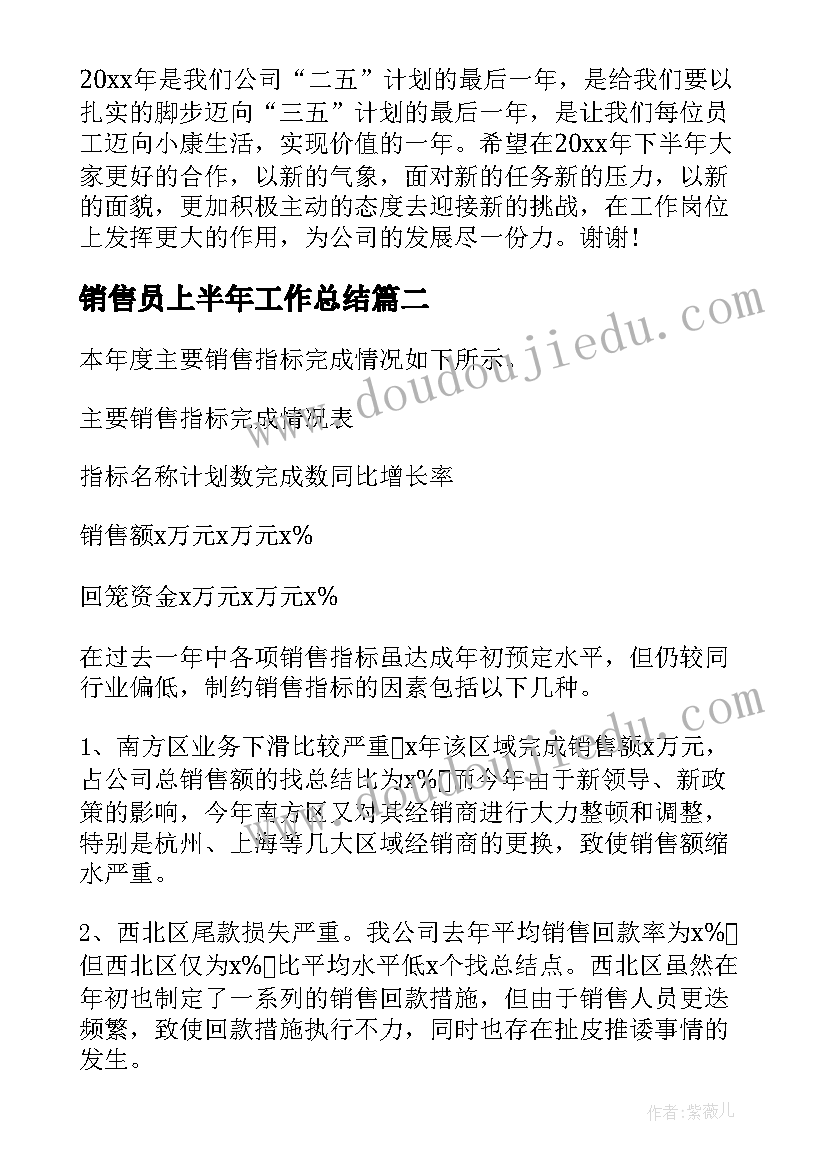 销售员上半年工作总结(实用10篇)