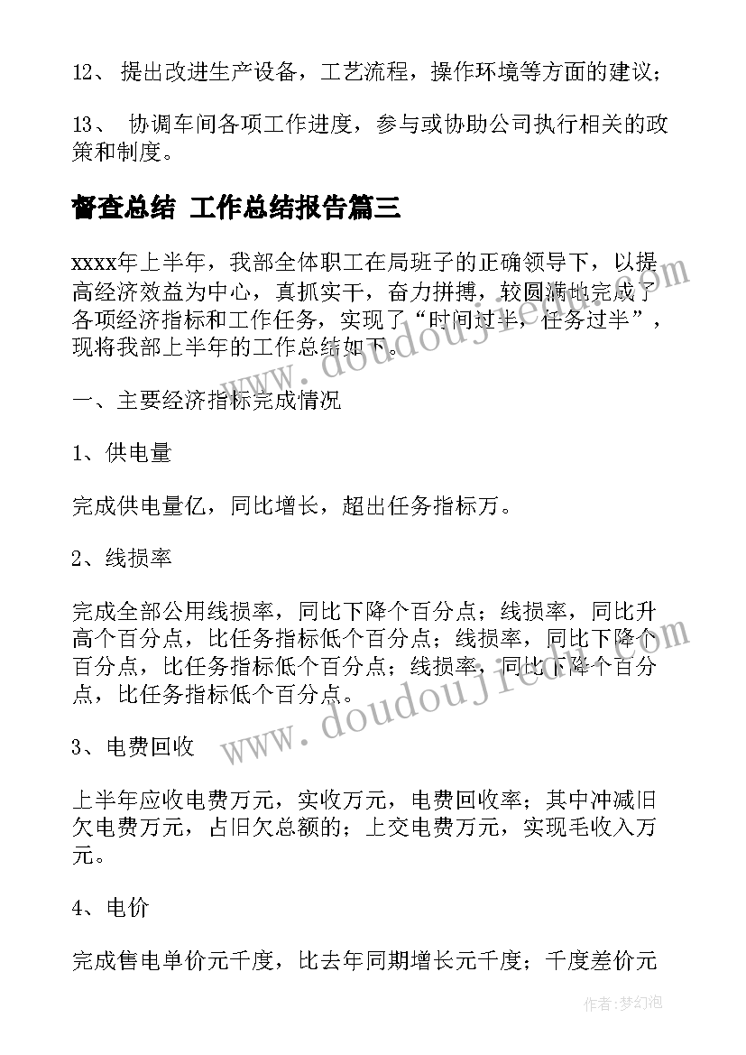 最新督查总结 工作总结报告(模板5篇)