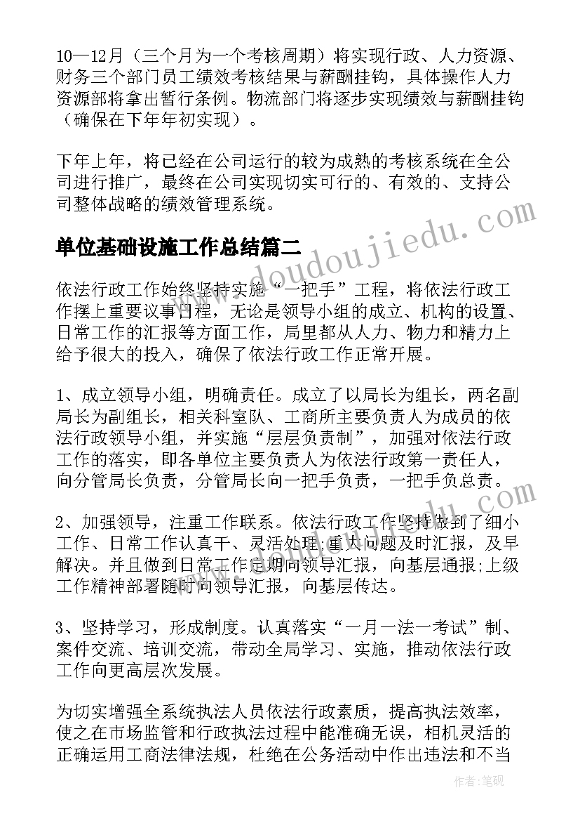 最新单位基础设施工作总结(模板5篇)