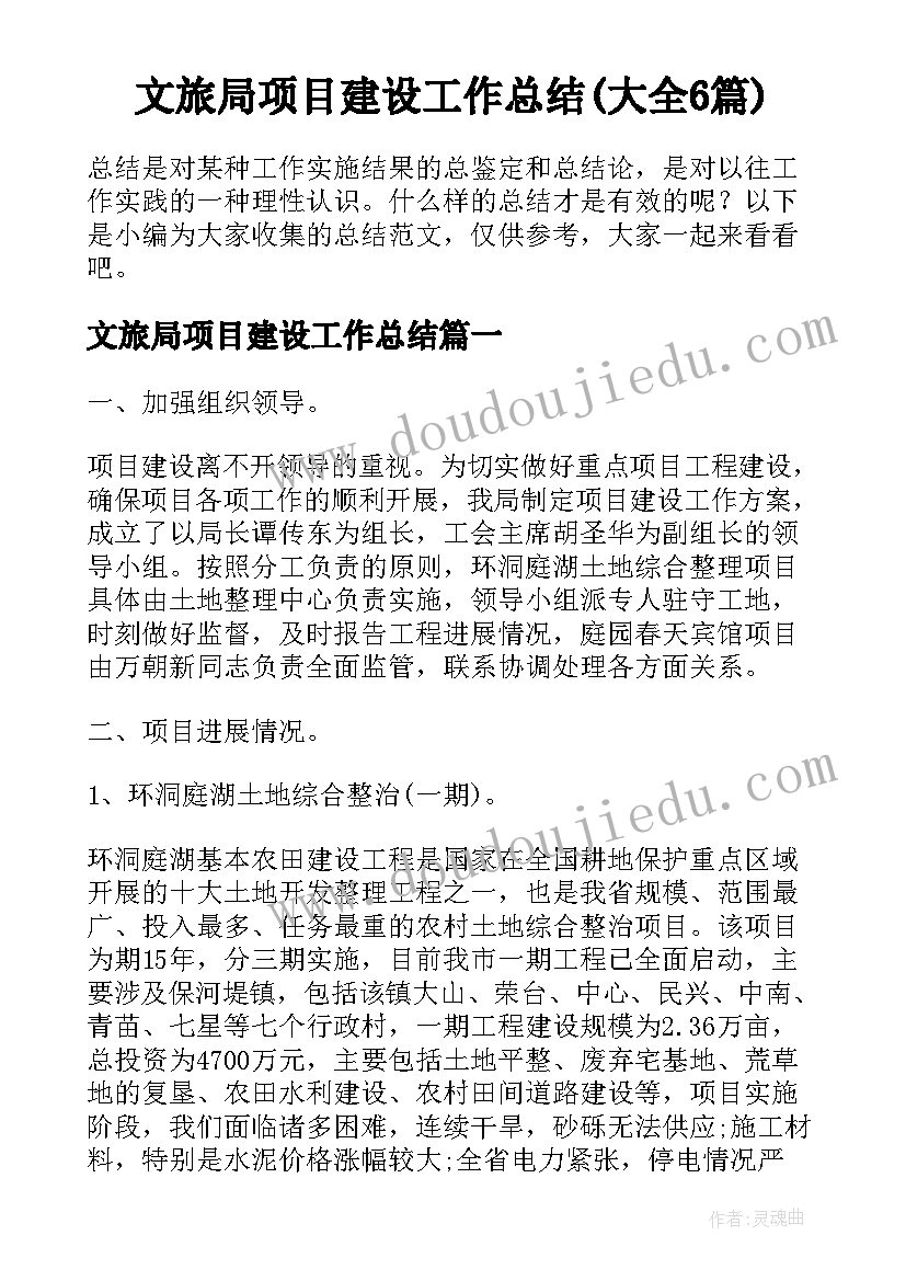 文旅局项目建设工作总结(大全6篇)