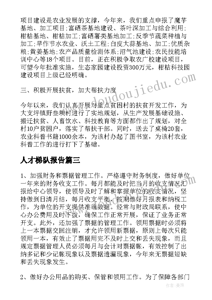 最新人才梯队报告(模板7篇)