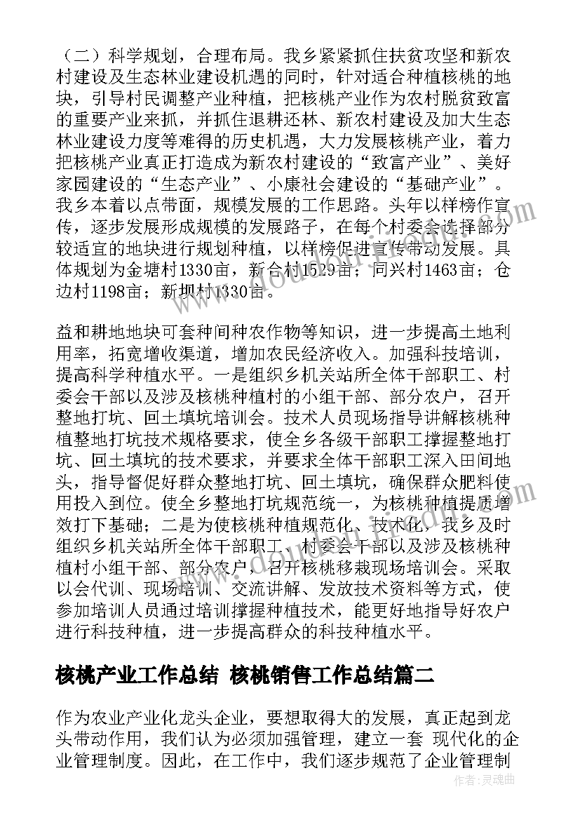 2023年核桃产业工作总结 核桃销售工作总结(优秀5篇)