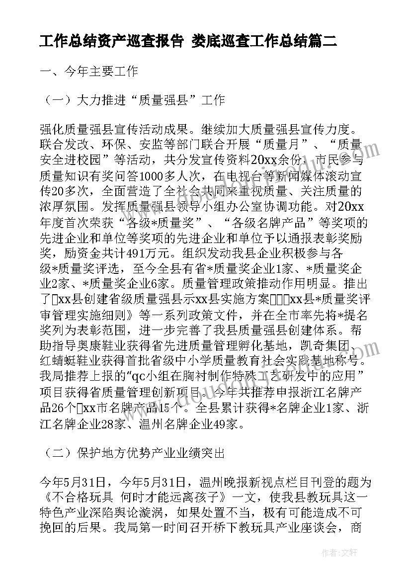 最新工作总结资产巡查报告 娄底巡查工作总结(优质6篇)