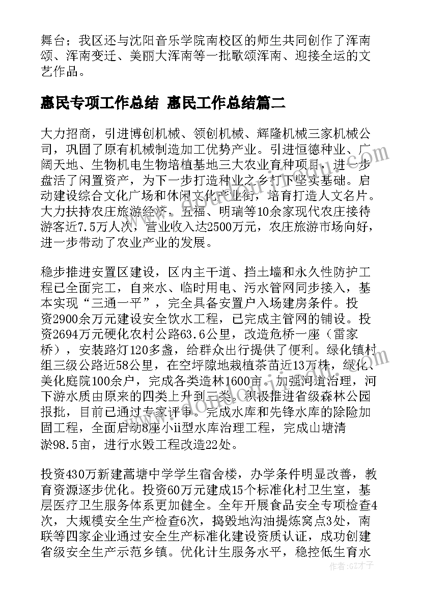 2023年惠民专项工作总结 惠民工作总结(优秀5篇)