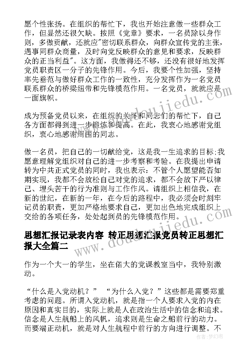 最新思想汇报记录表内容 转正思想汇报党员转正思想汇报(优质6篇)