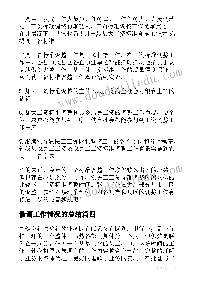 最新借调工作情况的总结(大全9篇)