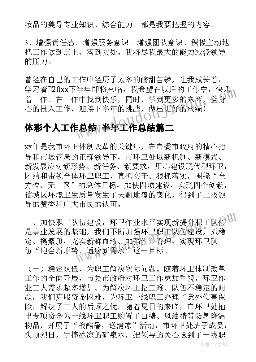 2023年体彩个人工作总结 半年工作总结(大全5篇)