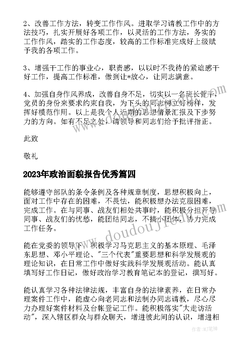 2023年政治面貌报告(大全9篇)