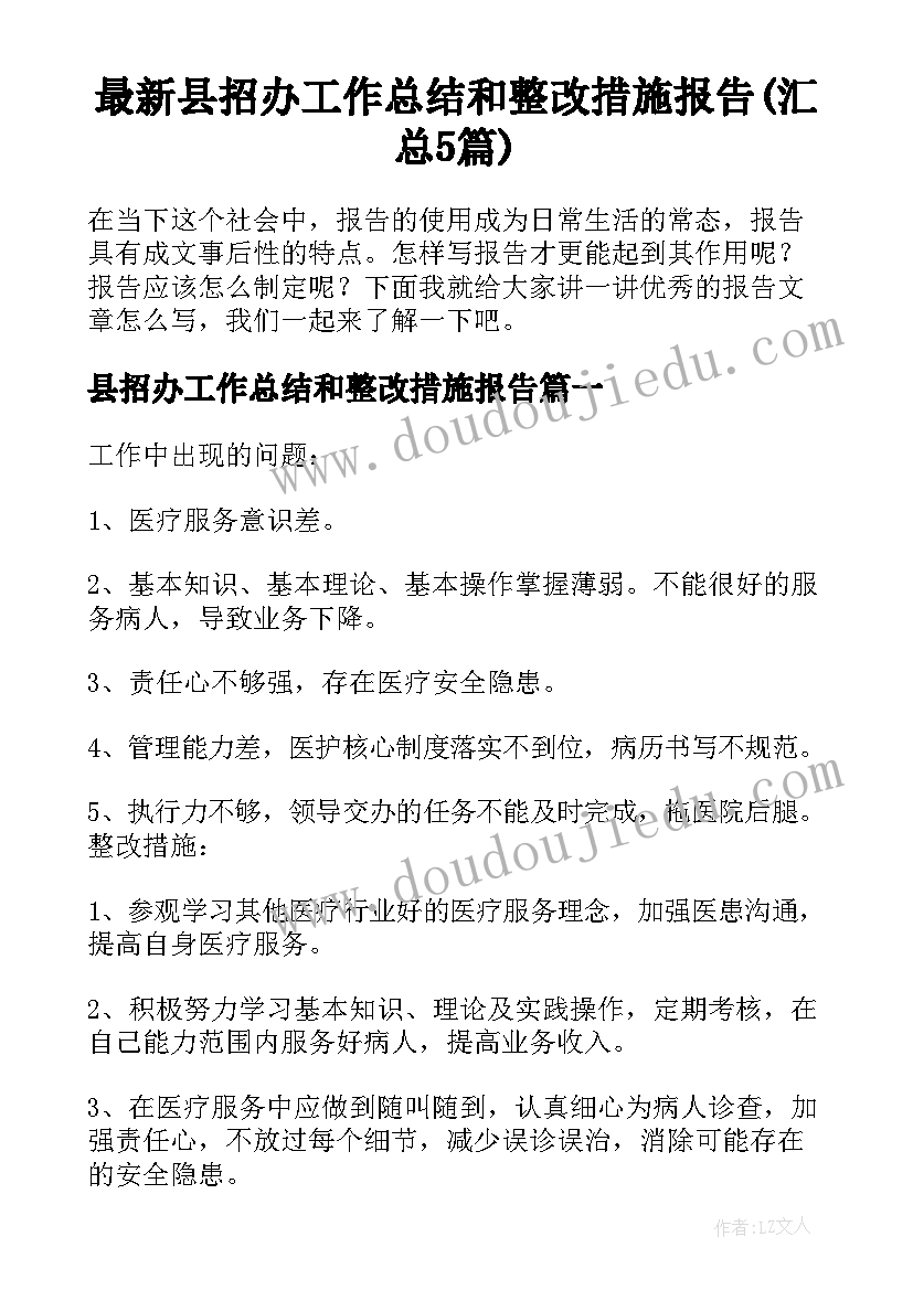 最新县招办工作总结和整改措施报告(汇总5篇)