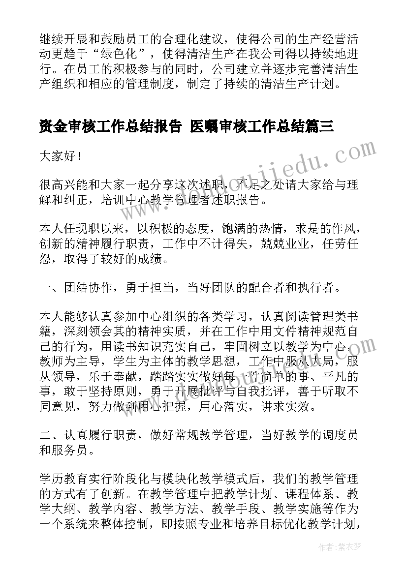 最新资金审核工作总结报告 医嘱审核工作总结(大全6篇)