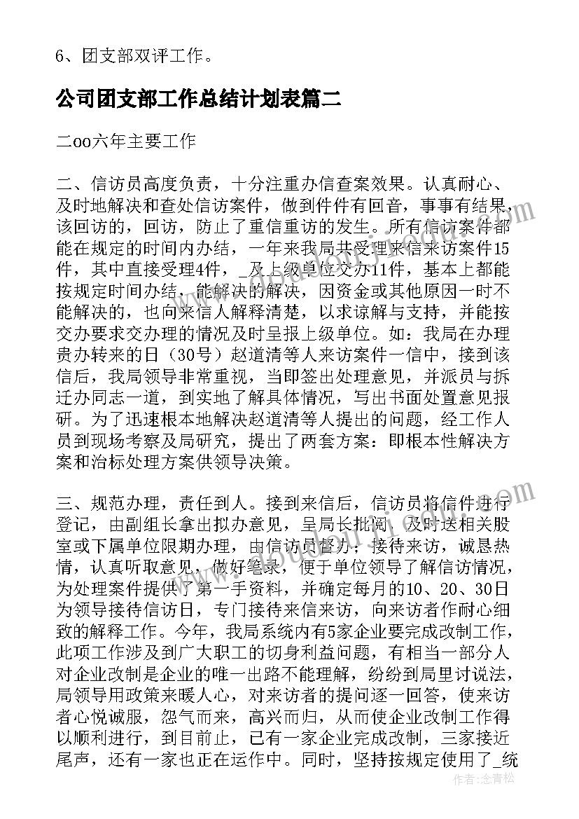 2023年公司团支部工作总结计划表(实用5篇)