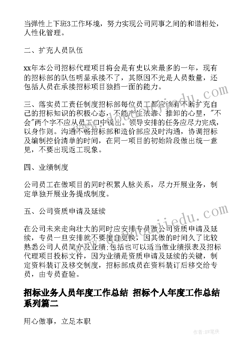 2023年招标业务人员年度工作总结 招标个人年度工作总结系列(优秀6篇)