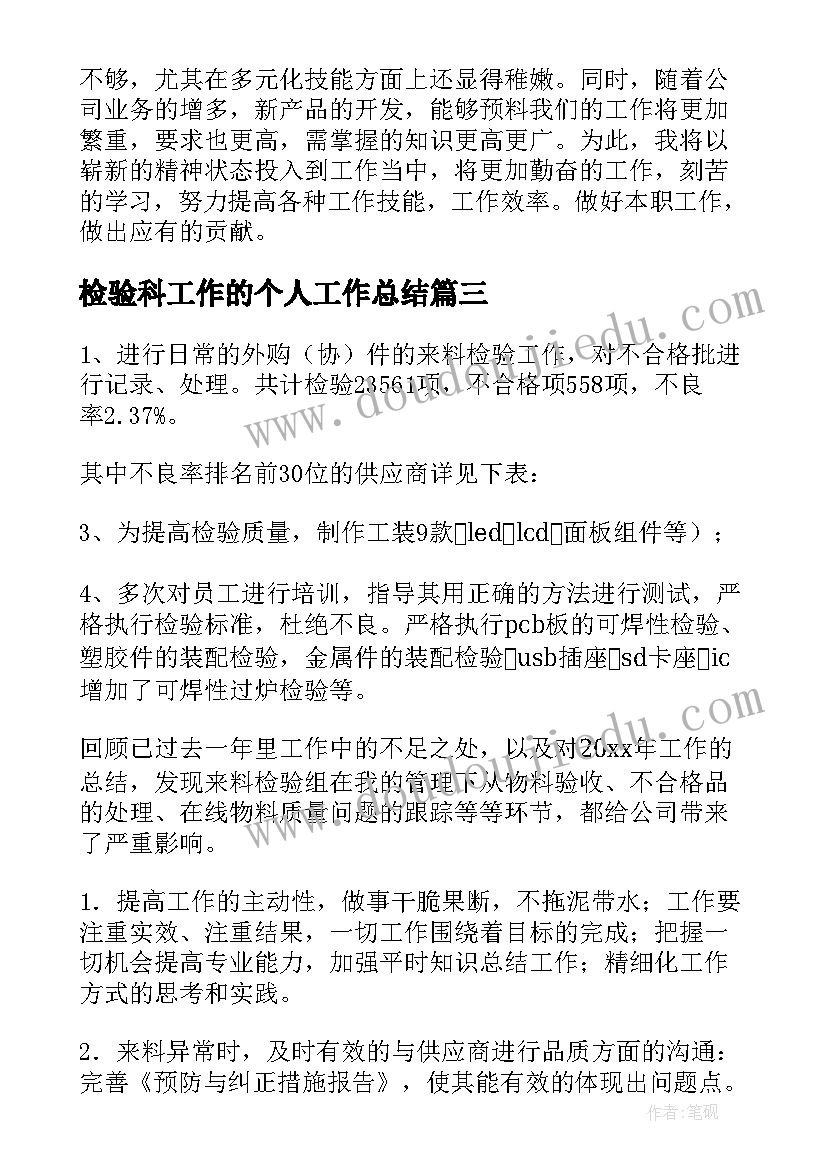 最新检验科工作的个人工作总结(通用10篇)