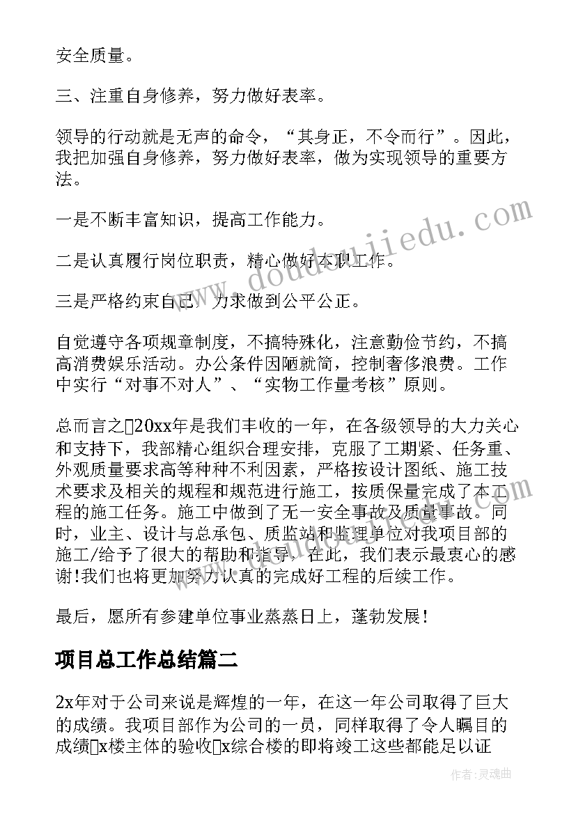 项目总工作总结(实用9篇)