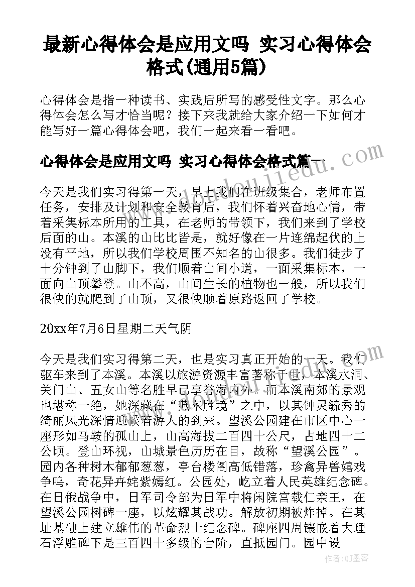 最新心得体会是应用文吗 实习心得体会格式(通用5篇)