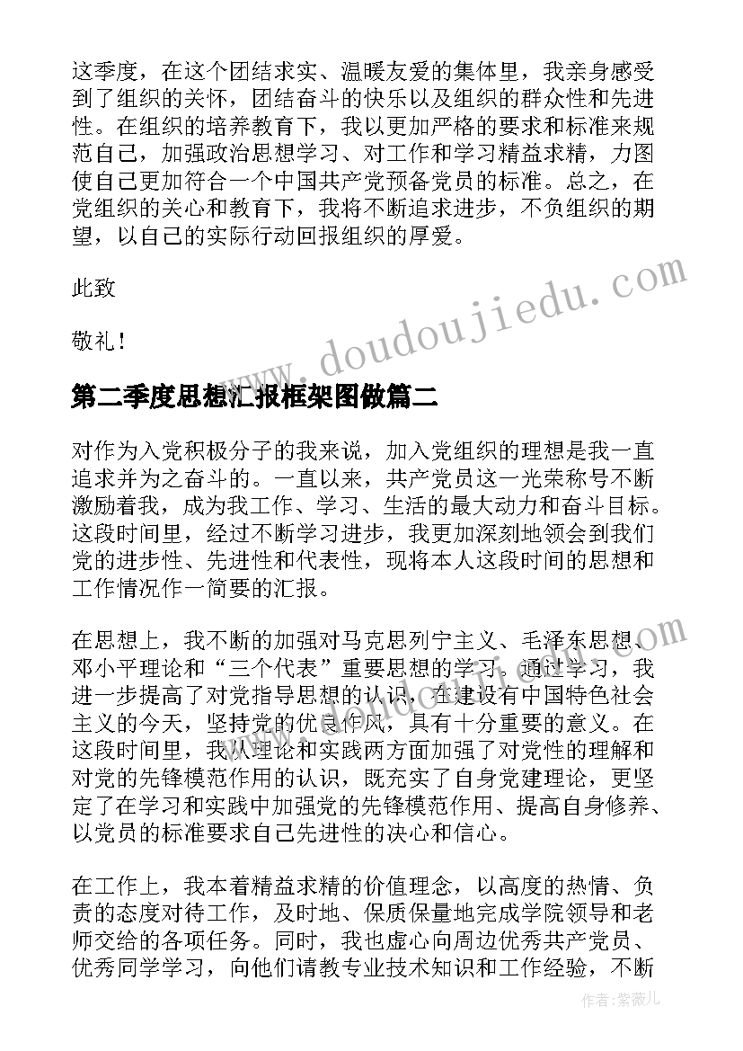 2023年第二季度思想汇报框架图做 第二季度思想汇报(模板7篇)