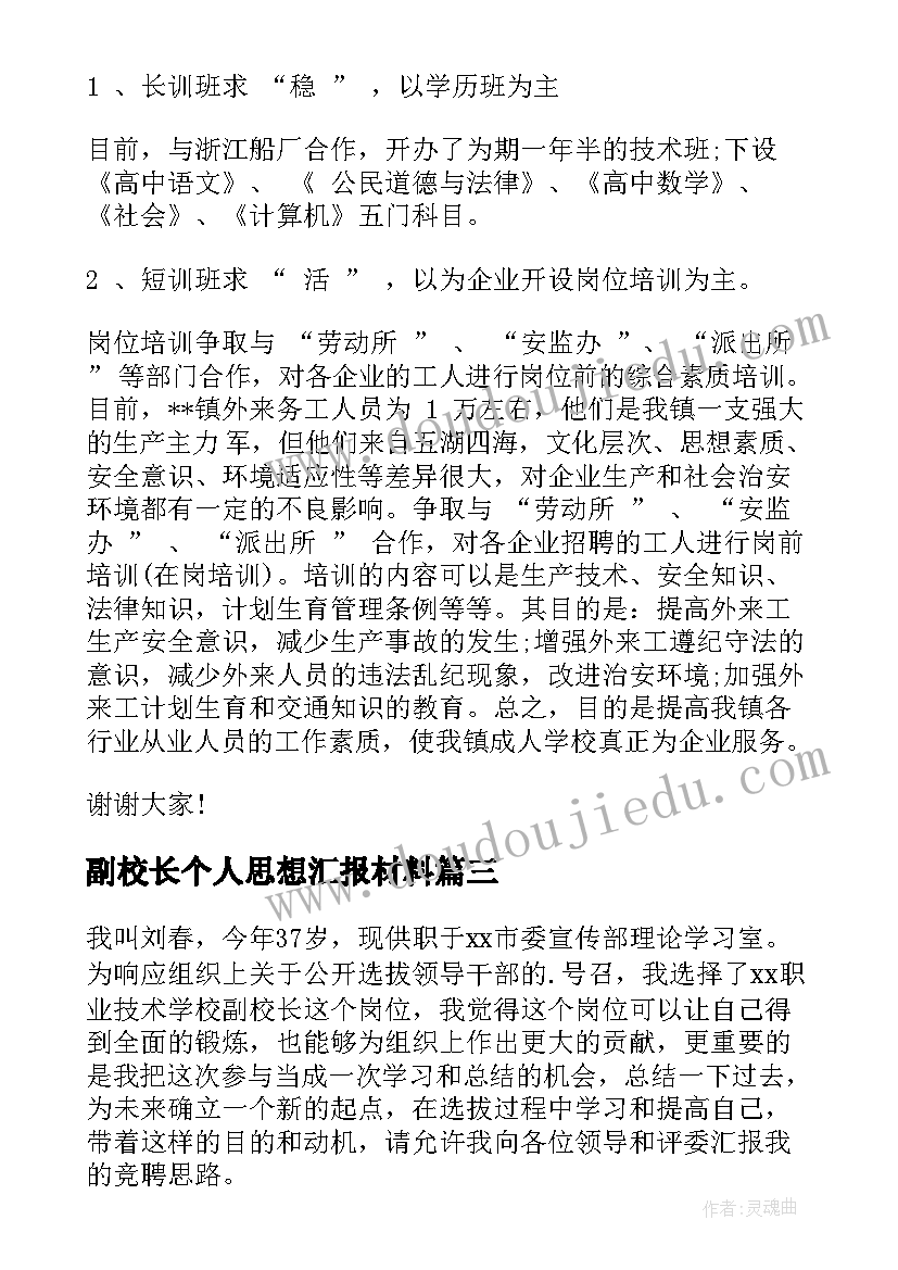 2023年副校长个人思想汇报材料(大全6篇)