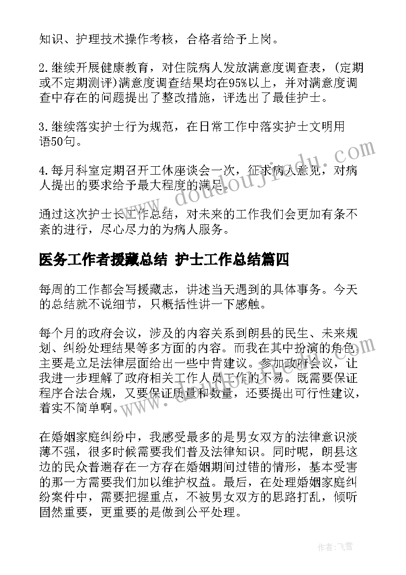 2023年医务工作者援藏总结 护士工作总结(精选6篇)