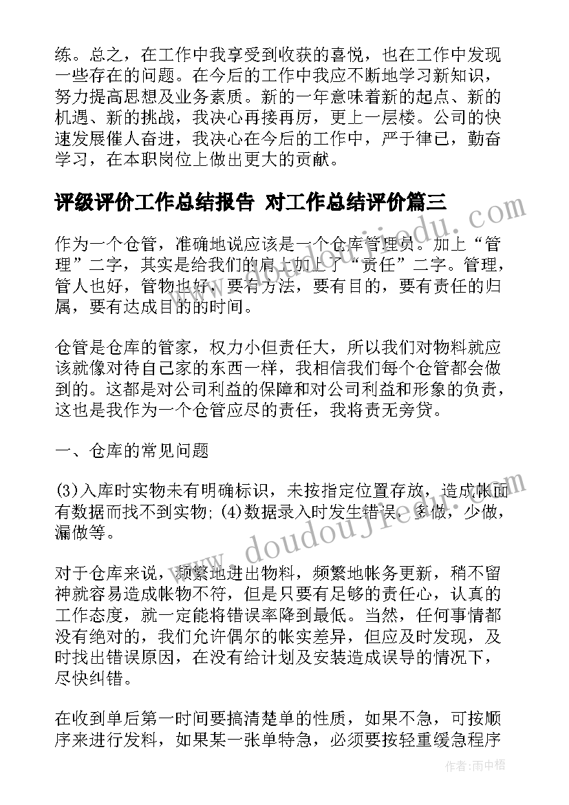 2023年评级评价工作总结报告 对工作总结评价(优秀5篇)