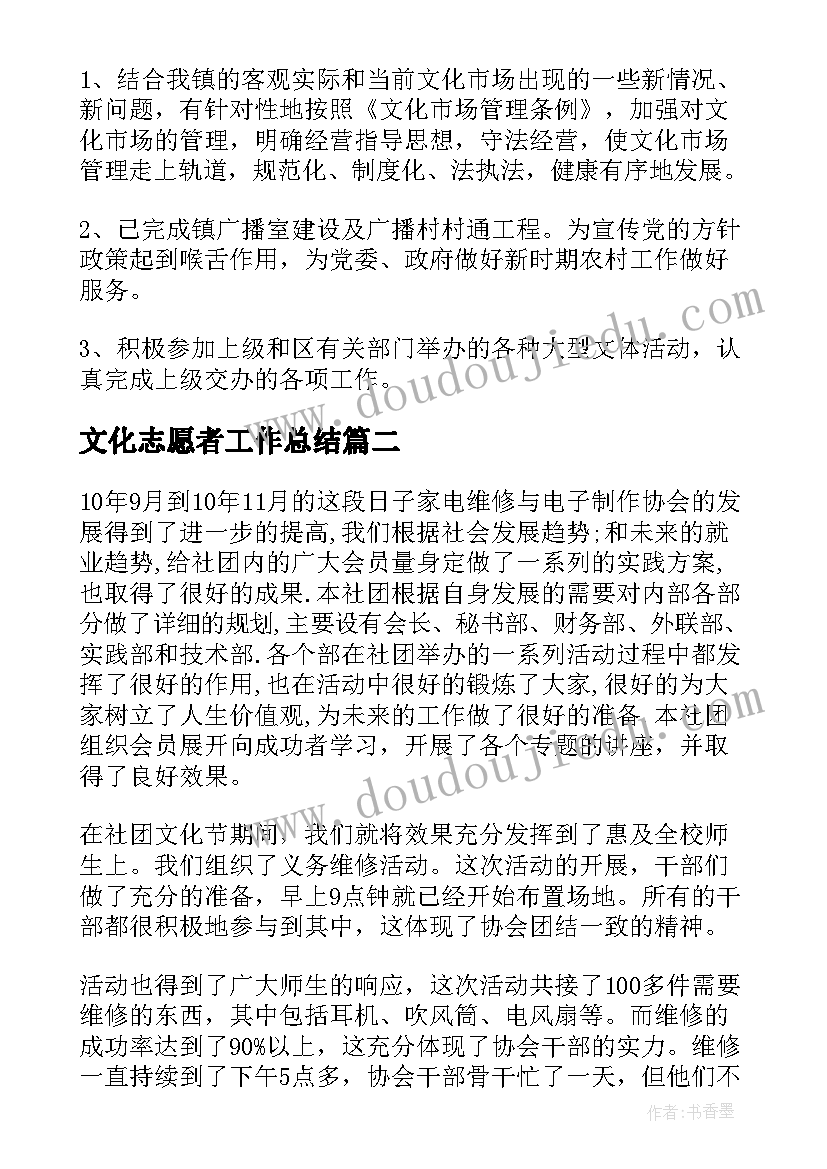 文化志愿者工作总结(大全7篇)