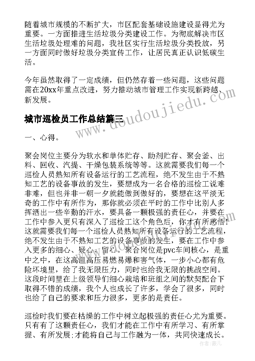 2023年城市巡检员工作总结(大全6篇)