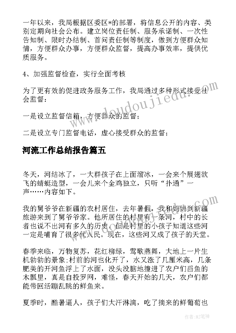 最新河流工作总结报告(模板5篇)