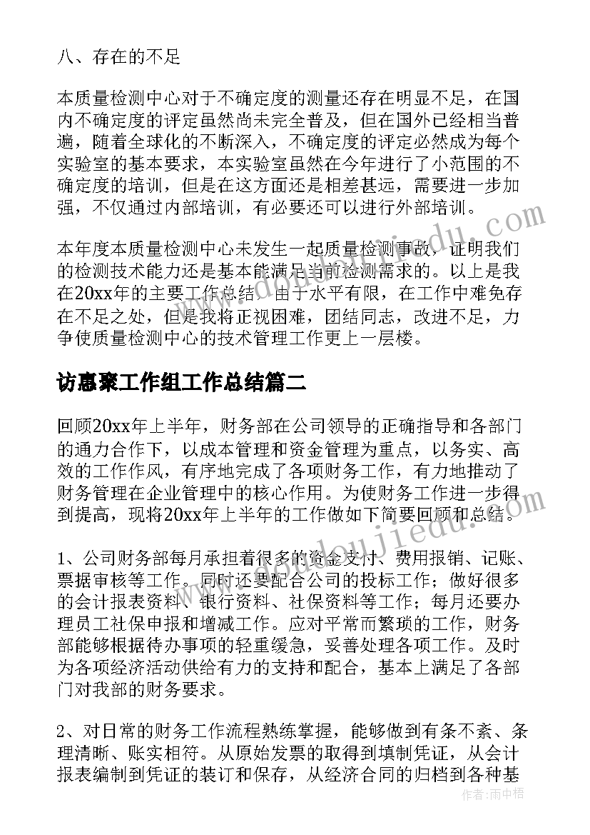 最新访惠聚工作组工作总结(模板7篇)