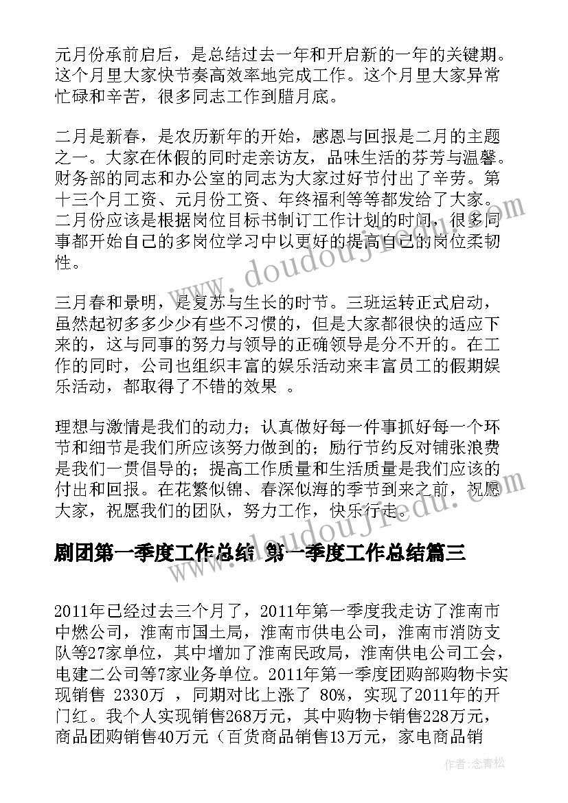 最新剧团第一季度工作总结 第一季度工作总结(优秀6篇)