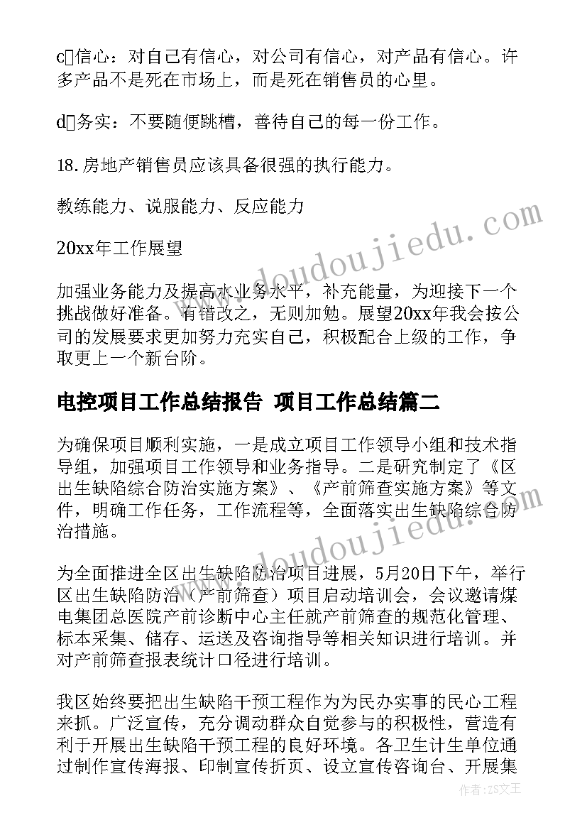 2023年电控项目工作总结报告 项目工作总结(优质8篇)