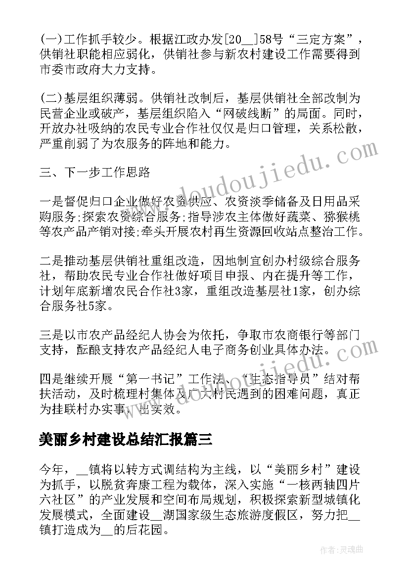 2023年美丽乡村建设总结汇报(大全6篇)