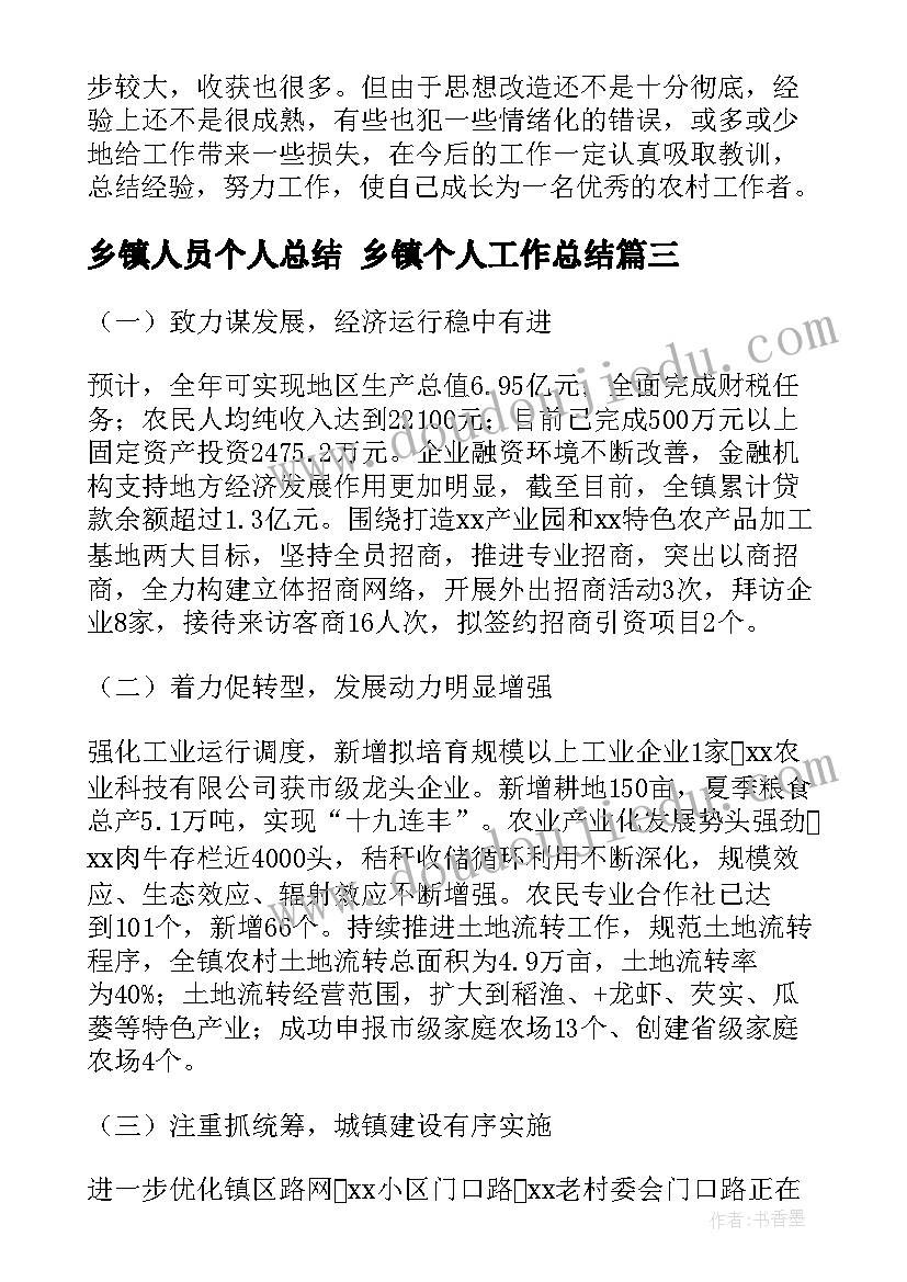 2023年乡镇人员个人总结 乡镇个人工作总结(通用10篇)