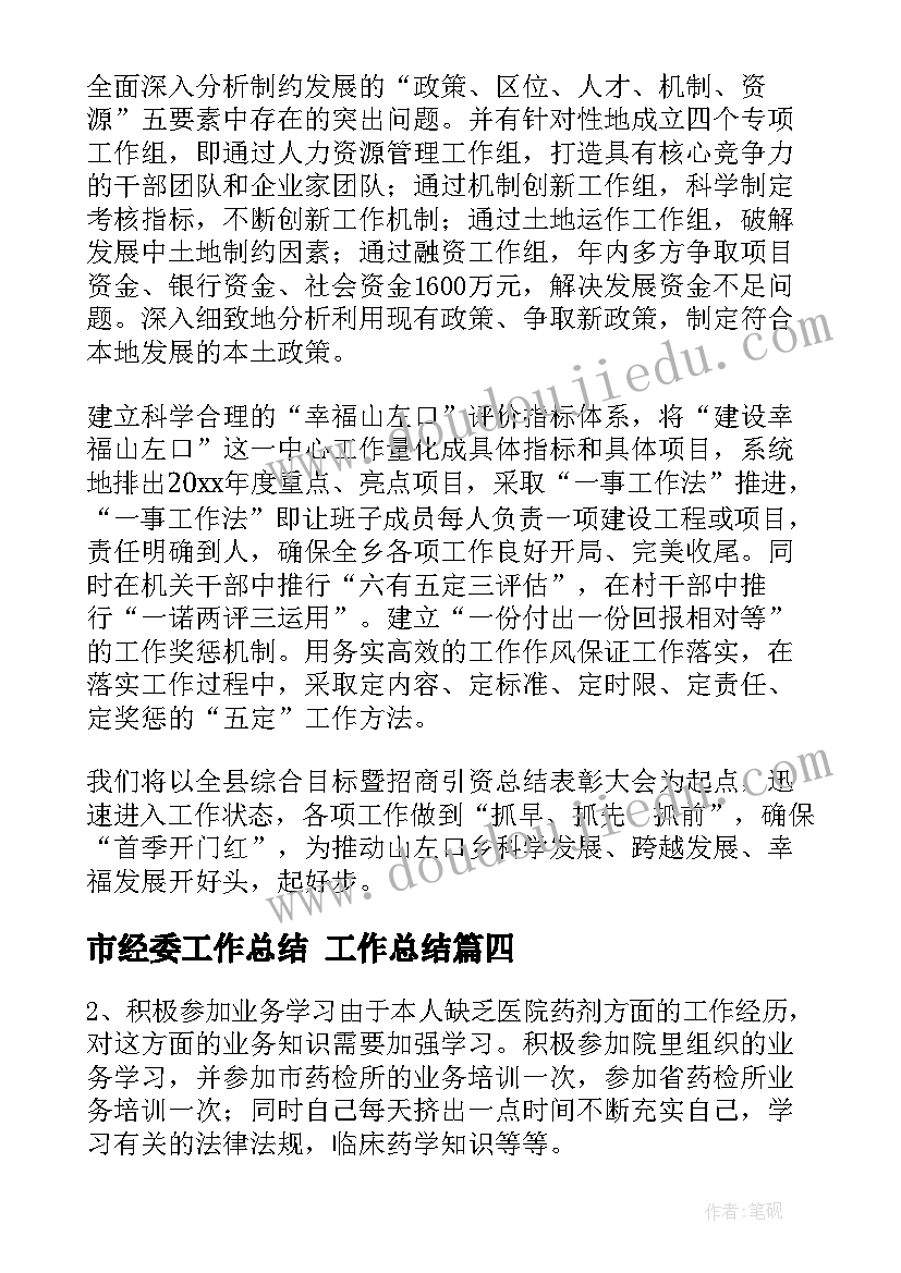 2023年市经委工作总结 工作总结(优质5篇)