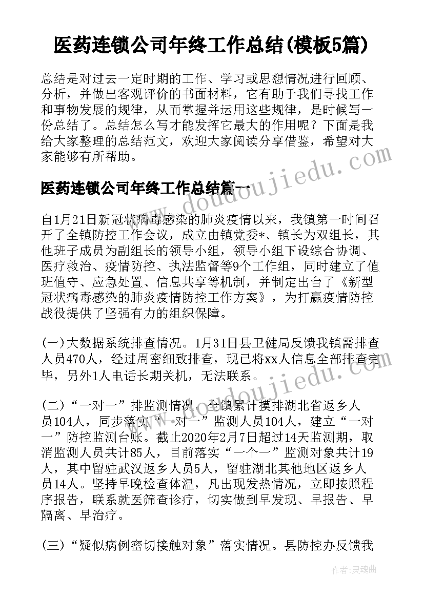 医药连锁公司年终工作总结(模板5篇)