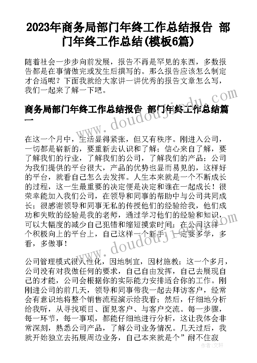 2023年商务局部门年终工作总结报告 部门年终工作总结(模板6篇)