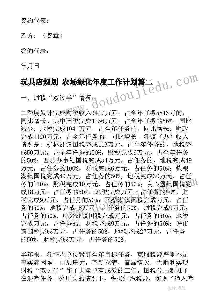 2023年玩具店规划 农场绿化年度工作计划(模板5篇)