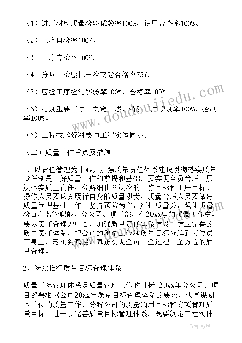 最新质量主管年度总结报告 质量工作计划(实用8篇)