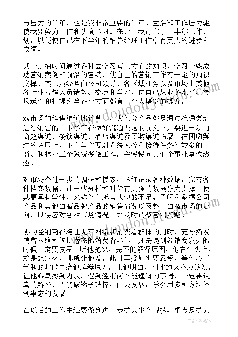 银行理财经理半年度工作总结和计划 经理下半年工作计划(优秀9篇)