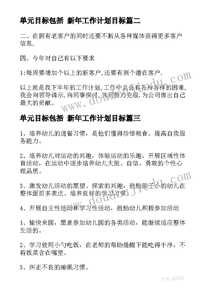 2023年单元目标包括 新年工作计划目标(优质9篇)