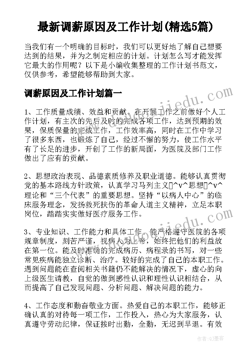 最新调薪原因及工作计划(精选5篇)