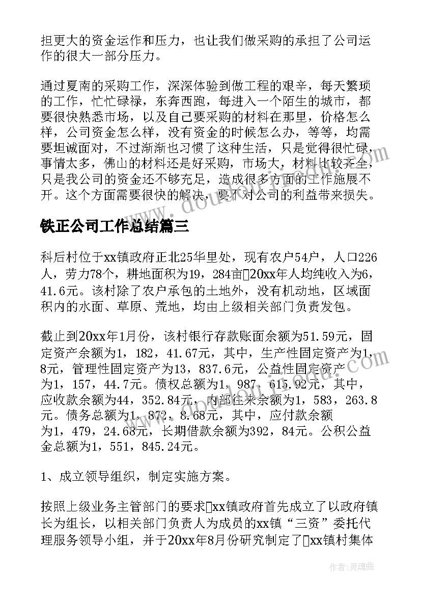 2023年铁正公司工作总结(优质10篇)