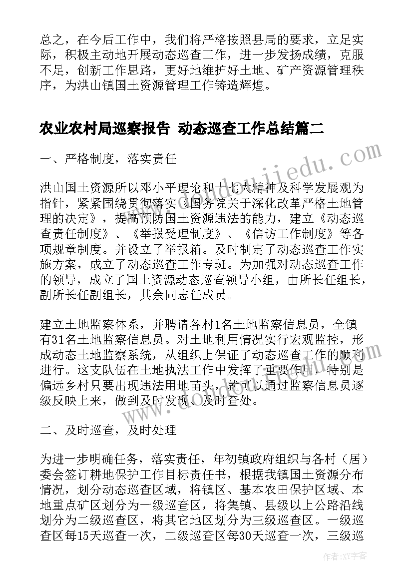 2023年农业农村局巡察报告 动态巡查工作总结(通用7篇)