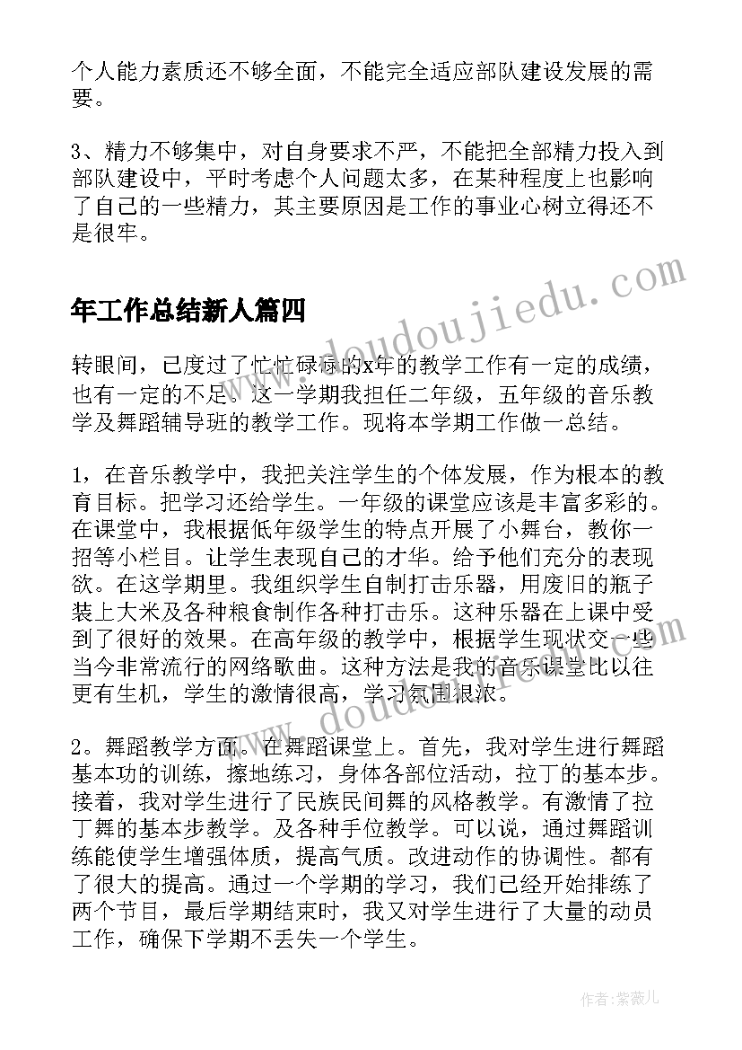 最新年工作总结新人(精选9篇)