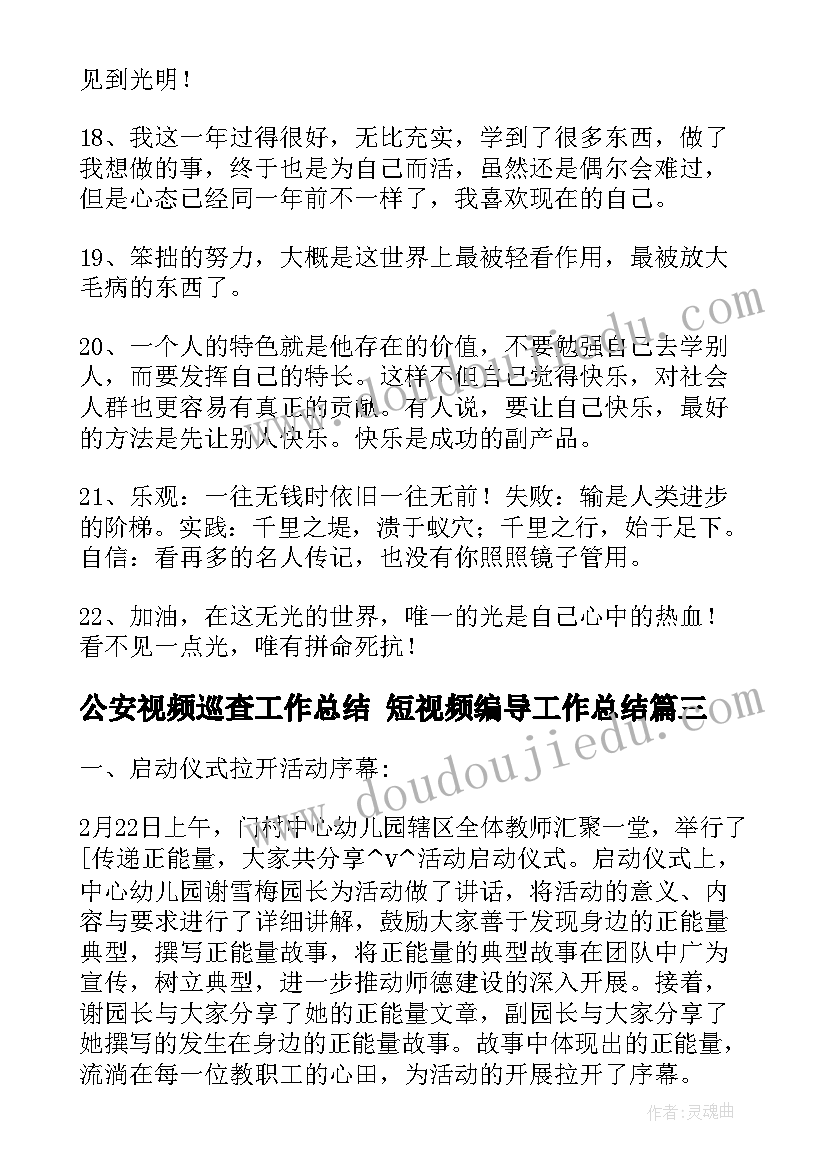 2023年公安视频巡查工作总结 短视频编导工作总结(模板5篇)