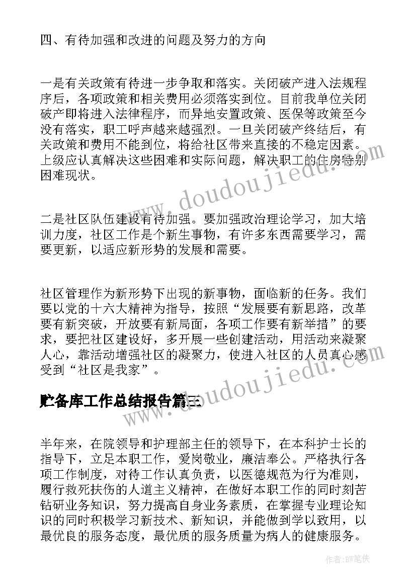 2023年贮备库工作总结报告(优秀10篇)