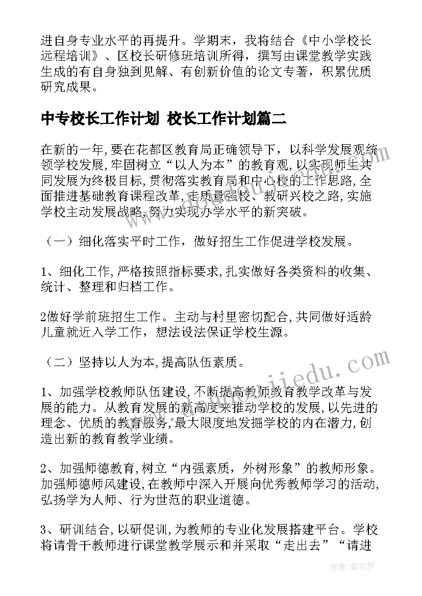 2023年中专校长工作计划 校长工作计划(大全10篇)