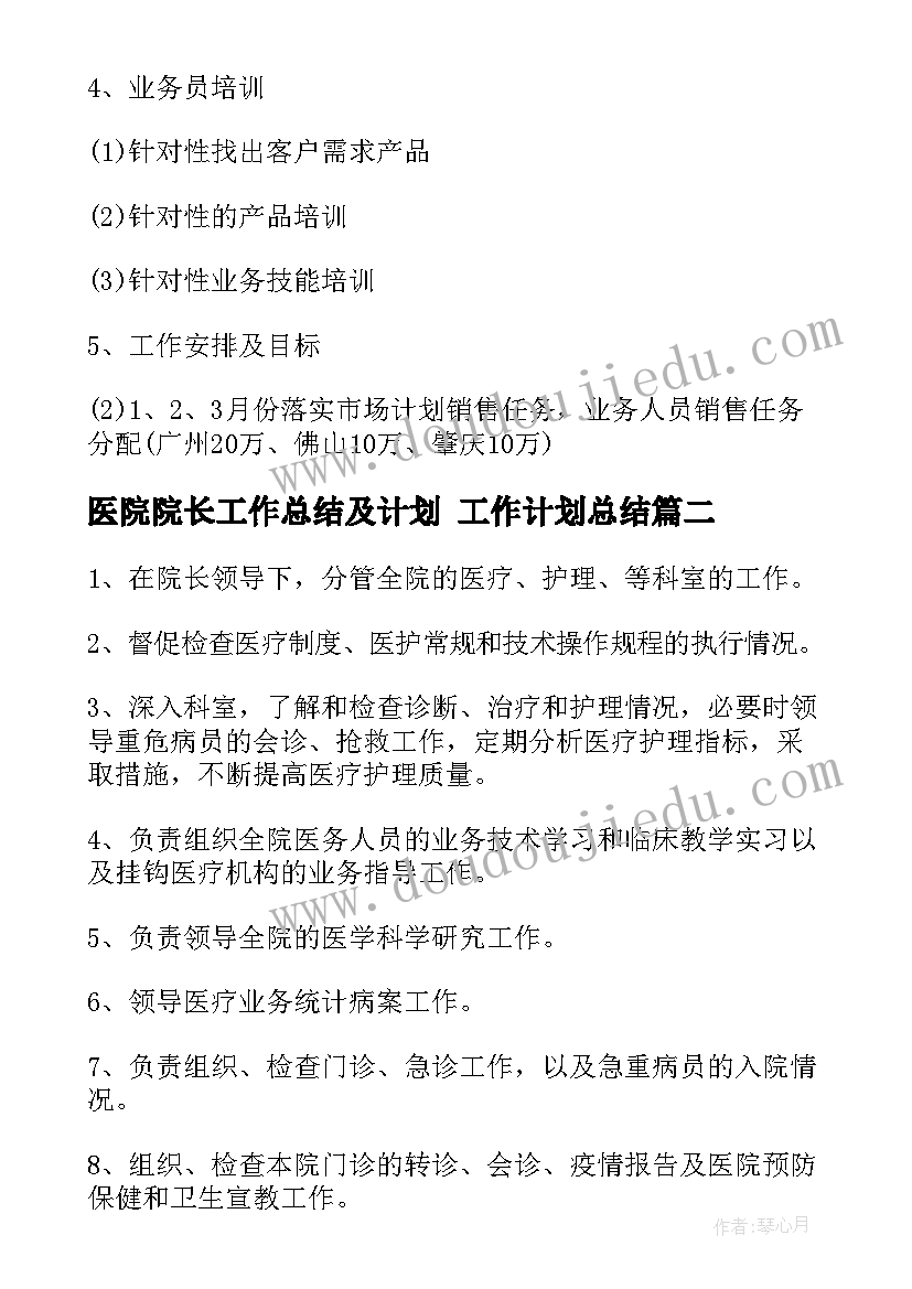 最新医院院长工作总结及计划 工作计划总结(通用9篇)