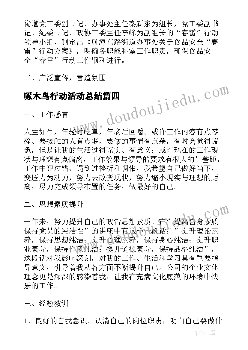 2023年啄木鸟行动活动总结(精选6篇)