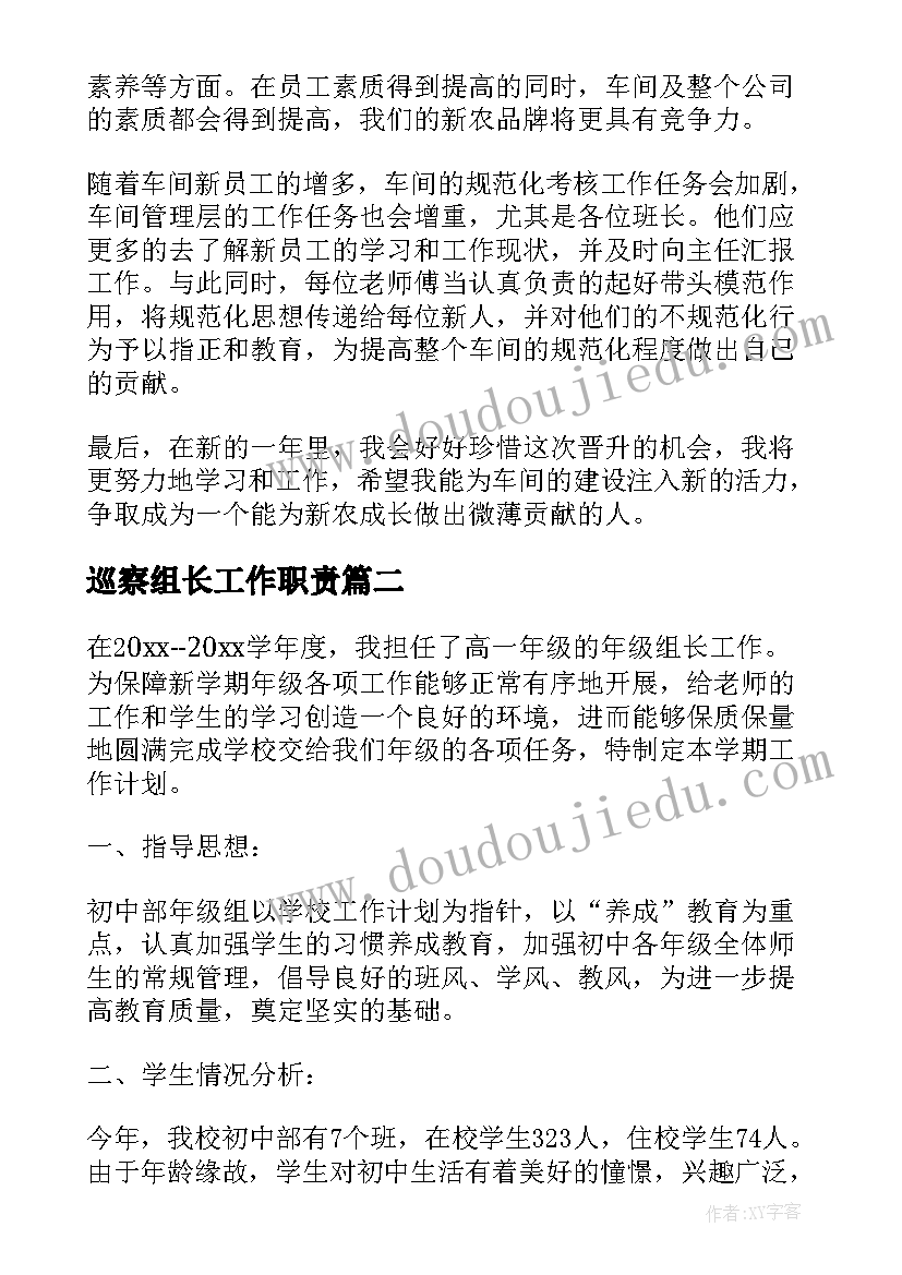 2023年巡察组长工作职责(大全6篇)